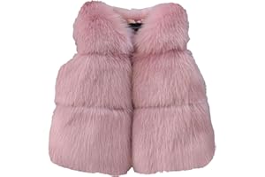 Toddler Girls Fa𝐮x F𝐮r Vest Kids V-Neck Sleeveless Furry Jacket Lightweight Fall Winter Warm Outerwear Fuzzy Waistcoat