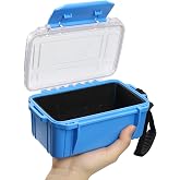 Uxwuy Small Dry Box Floating Waterproof Storage Container Box for Kayaking | Water Tight Box with Foam Lining &amp; Transparent Lid, Water Proof, Blue, Phone &amp; Wallet Box, 6.5" L x 4.3" W x 3.4" H