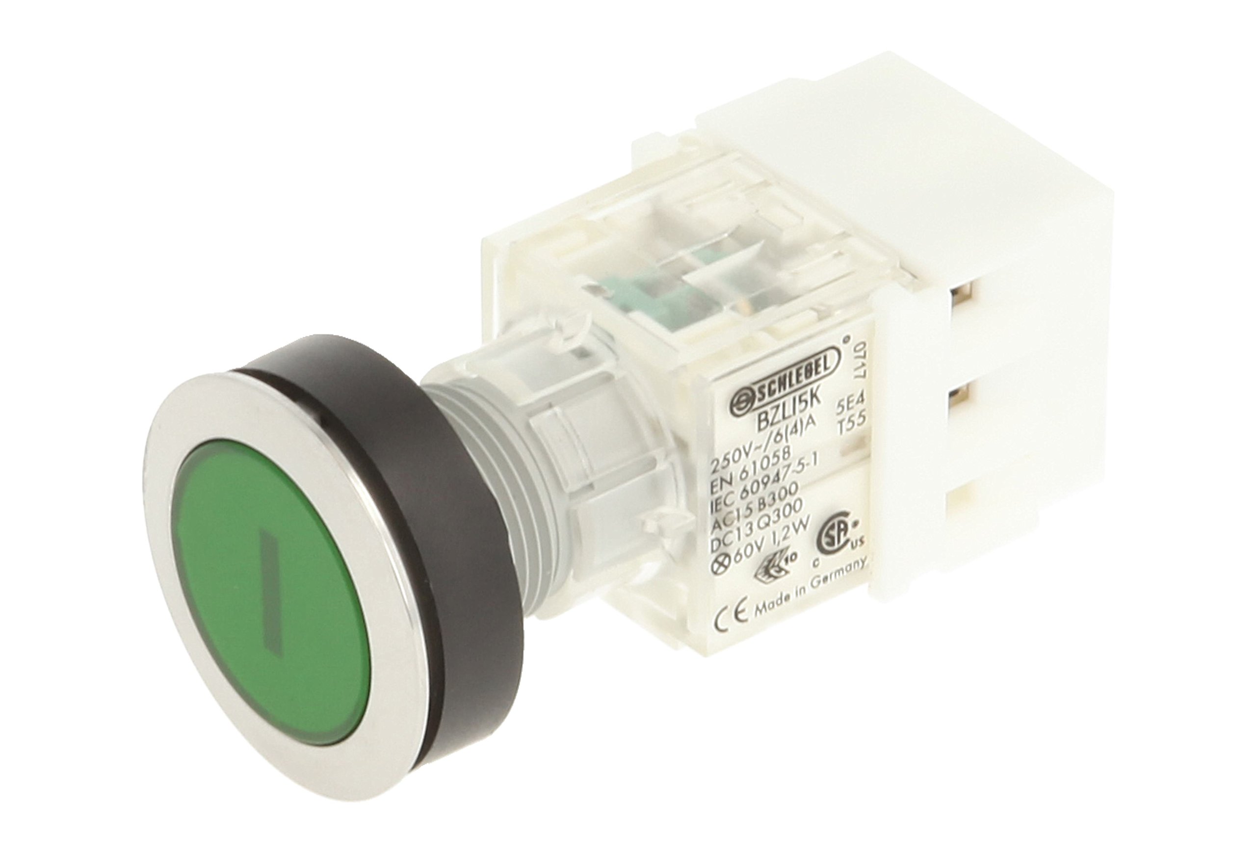 Club 23.000.617 Push Button Switch Cap Bezeichungs Child I Master Illuminated Momentary Contact 1 NO and Stainless Steel Screw On Connector 24 V LED Green (Pack of 2)