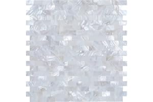 REOVATILE 5 - Sheet Peel and Stick Tile Backsplash for Bedroom and Bathroom Kitchen Wall Decor Mother of Pearl (White, 12"12", Pack of 5)