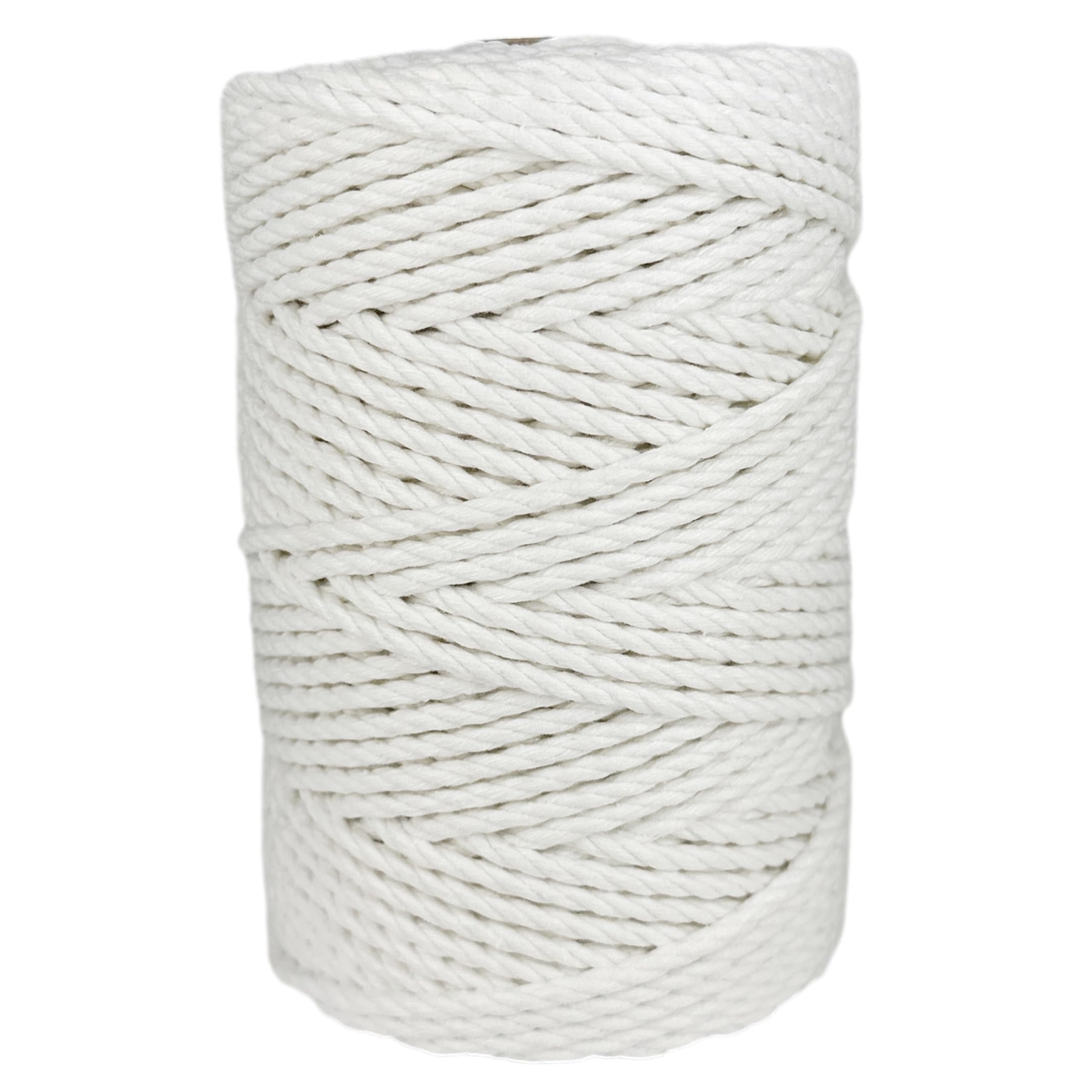 Macrame Cord. 100% Natural Cotton Rope for Crafts, Toys, Decorations, Packaging, Gardening. 4MM * 100M. White