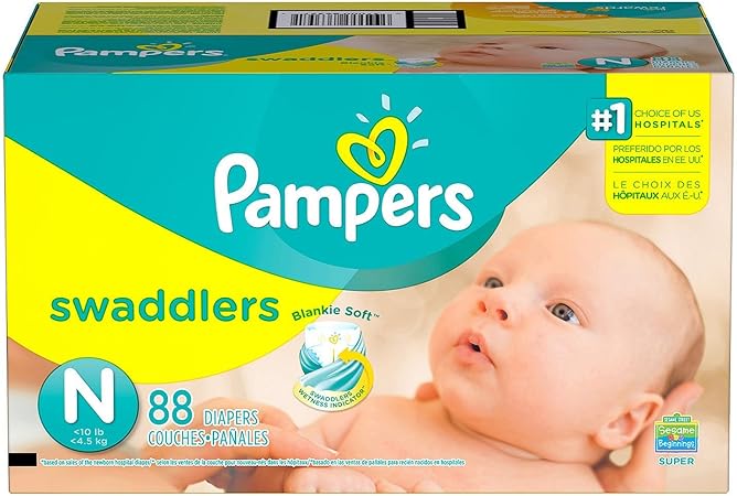 pampers swaddlers size n diapers 88 ct box