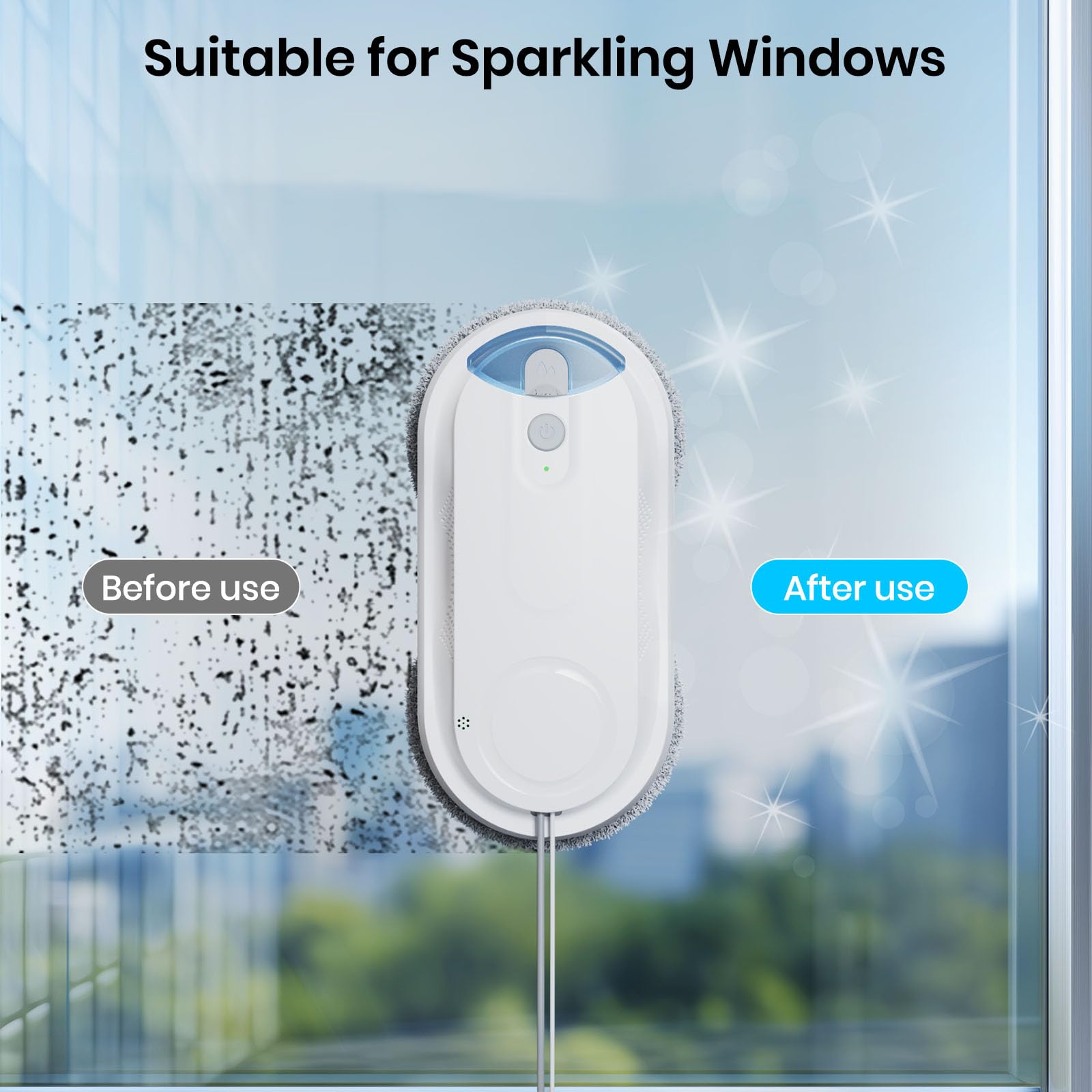 KKI Robot de limpieza de ventanas, robot limpiador de ventanas automático, pulverización dual, máx. 3200 Pa, planificación de ruta AI y detección de bordes, control remoto para ventanas de gran altura, puerta de vidrio, 10 paños, X3 (blanco)