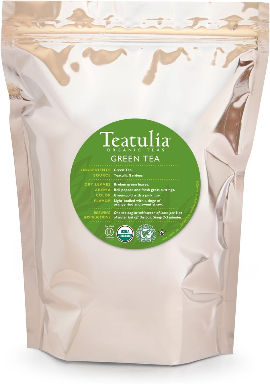 Teatulia Organic Single Garden Green Tea, 100-Count pyramid bags