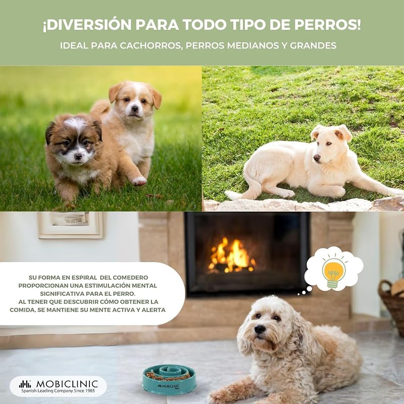 ® Pets, Comedero Lento antivoracidad, para Perros, Antideslizante, Forma de Espiral, 19, 5x4, 6X 20, 6cm, Bienestar digestivo, 500ml, Fácil Limpiar, Resistente y Duradero, Gatos, Mascotas