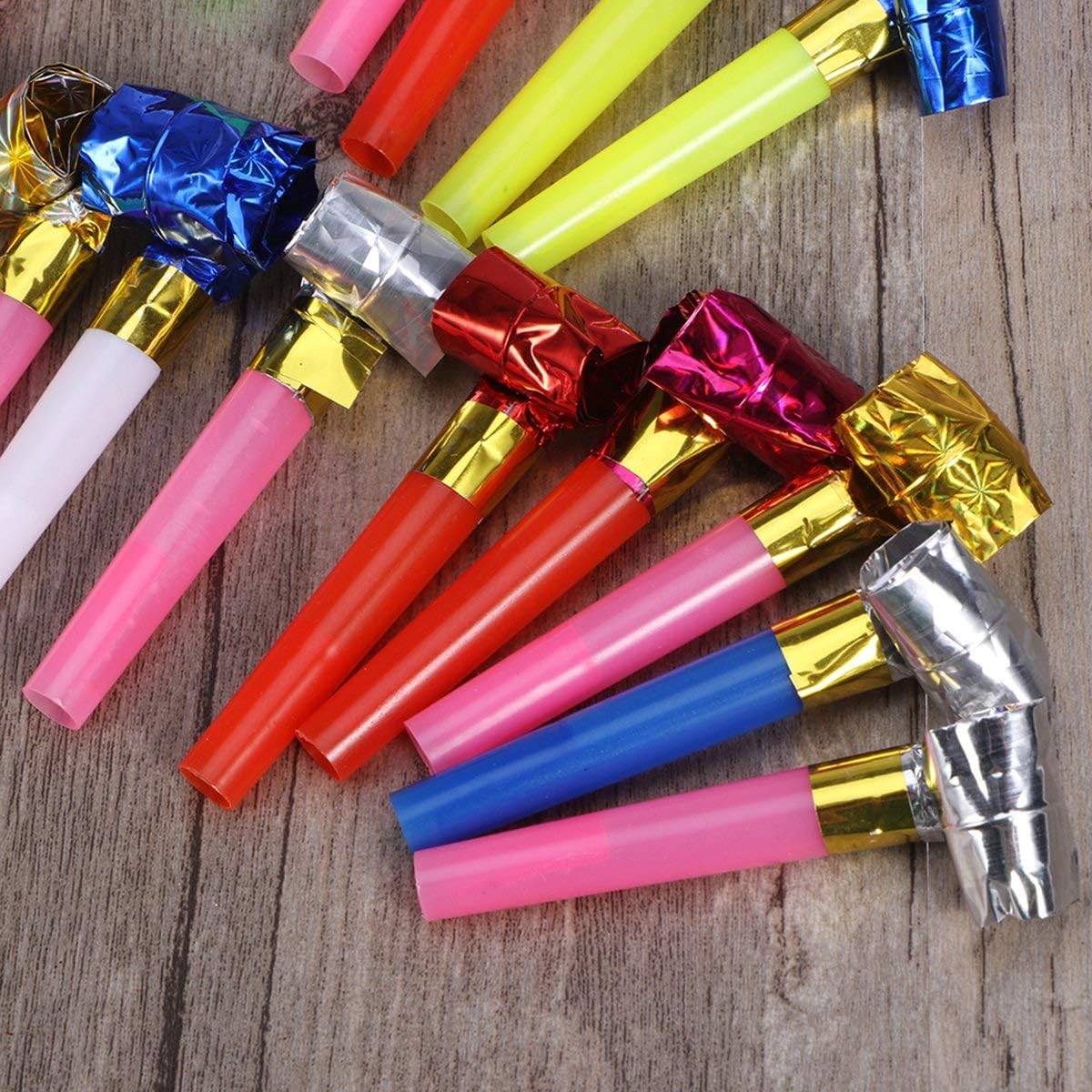 Party Blowers Whistles Toys for Children Birthday Christmas Halloween Partys Noisemakers, Colourful 100pcs: Toys & Games
