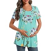 DreamGlee Women's Maternity Shirts Casual Short Sleeve Tunic Tops Round Neck Pregnancy Clothes