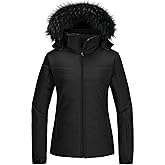 Skieer Women's Waterproof Ski Jacket Warm Puffer Jacket Thick Hooded Winter Coat