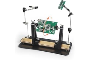 EOOKU Circuit Board Holder 2Helping Hands with Heavy Base for Soldering and Repair, Adjustable 360° Rotation, Space-Saving and Aluminum, Durable for Electronics PCB