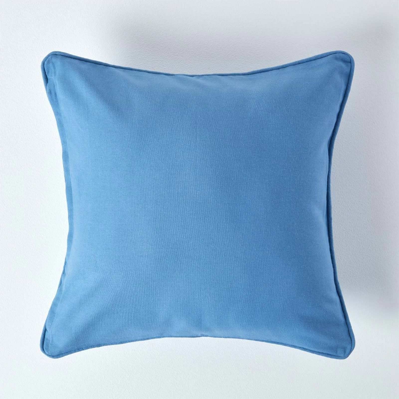 HOMESCAPES - 100% Cotton Plain Airforce Blue Cushion Cover - 45 x 45 cm Square - 18 x 18 Inches - Sofa Cushion Pillow Cover - Washable — image 1