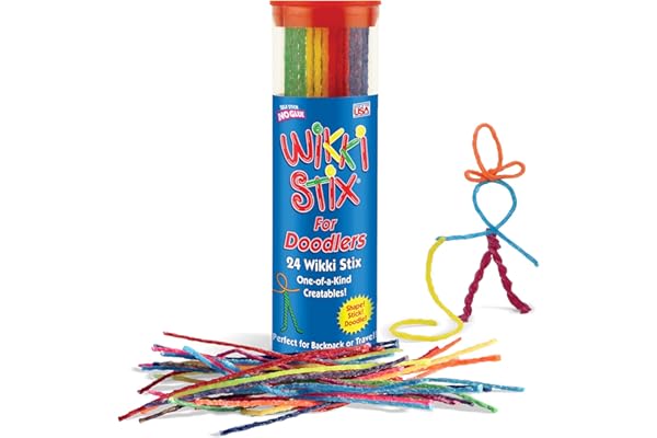 Wikki Stix for Doodlers - Kid's Travel Essential: Portable Creativity On-The-Go! Pack of 24 Wikki Stix in Neon and Primary Colors. Made in USA ! 3 & Up.