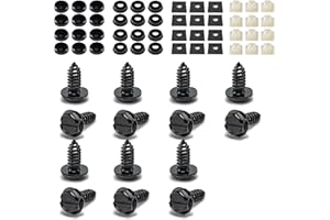 REGUICORP 12 Set License Plate Screws, License Plate Bolts with Rustproof Finish, Car Plate Screw for Front Rear Car Tag Mount, Securing License Plates Frames (Black)