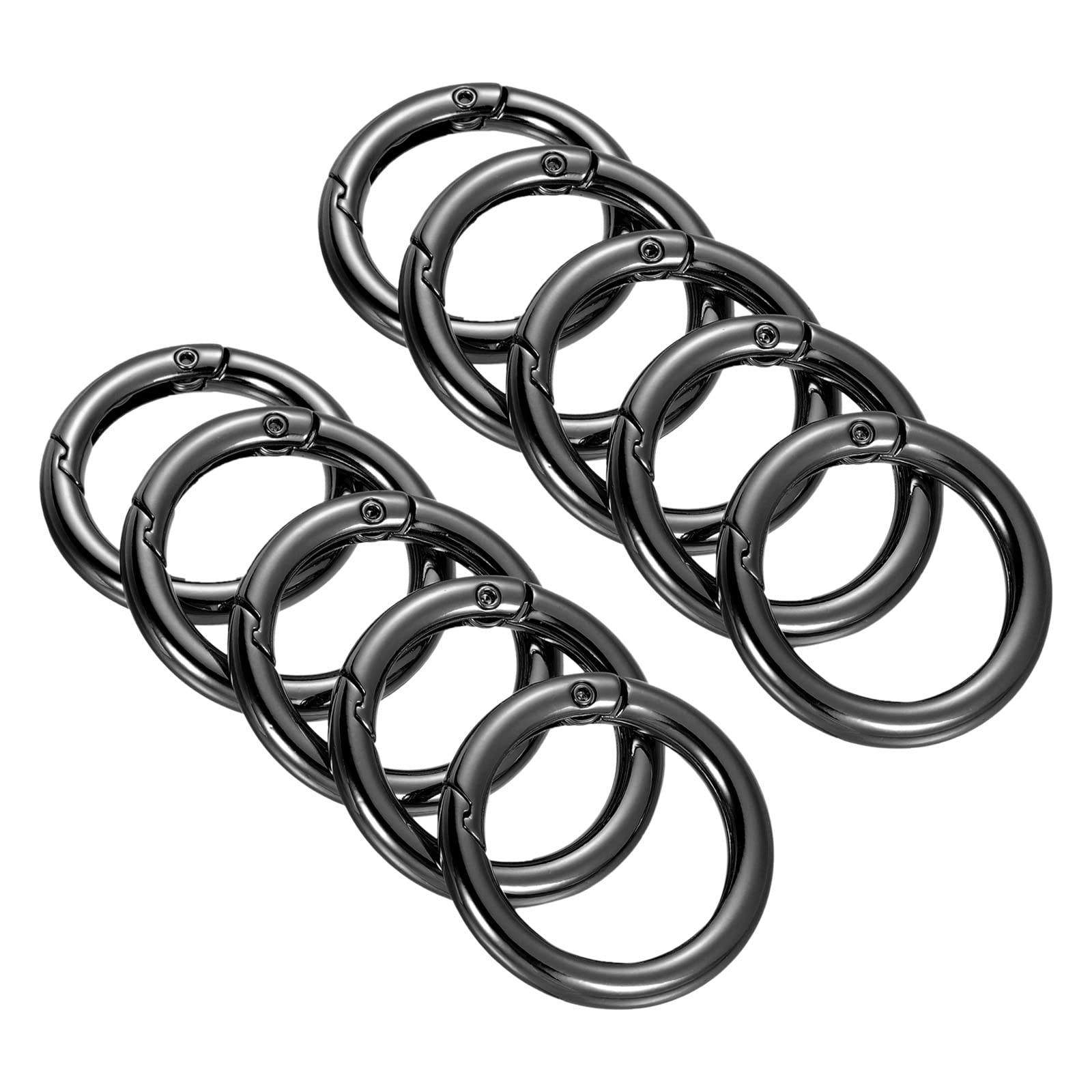 PATIKIL 35x25x5mm Spring Gate O Rings, 10 Pack Round Snap Clip Zinc Alloy for Keyrings Buckle, Black