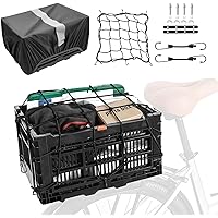 YEEGO DIRECT Bike Basket Rear, Folding Large Capacity Bike Baskets, Collapsible Bicycle Storage Bike Milk Crate Rear Rack,Wat