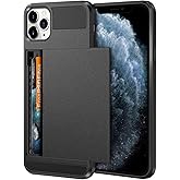 Vofolen for iPhone 11 Pro Max Case Wallet with Credit Card Holder Slot Sliding Door Hidden Pocket Dual Layer Hybrid Bumper Armor Protective Hard Shell Back Cover for iPhone 11 Pro Max 6.5 Matte Grey