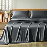 Homiest Queen Sheet Set 4pcs, 100% Rayon Derived from Bamboo Sheets, Cooling & Breathable Bedding for Hot Sleepers, Soft Luxury Sheets with 16" Deep Pocket, Hotel-Grade Silky Comfort (Dark Grey)