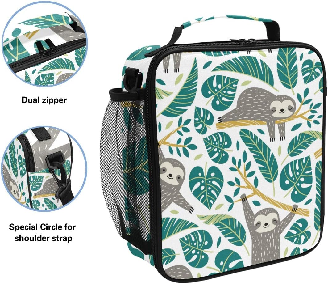 Cute Lunch Box Sloth Insulated Lunch Bags Cute Large Lunch Tote Bag Cool Freezable Lunch Tote 5L with Shoulder Strap for Kids Girls Women - Image 3