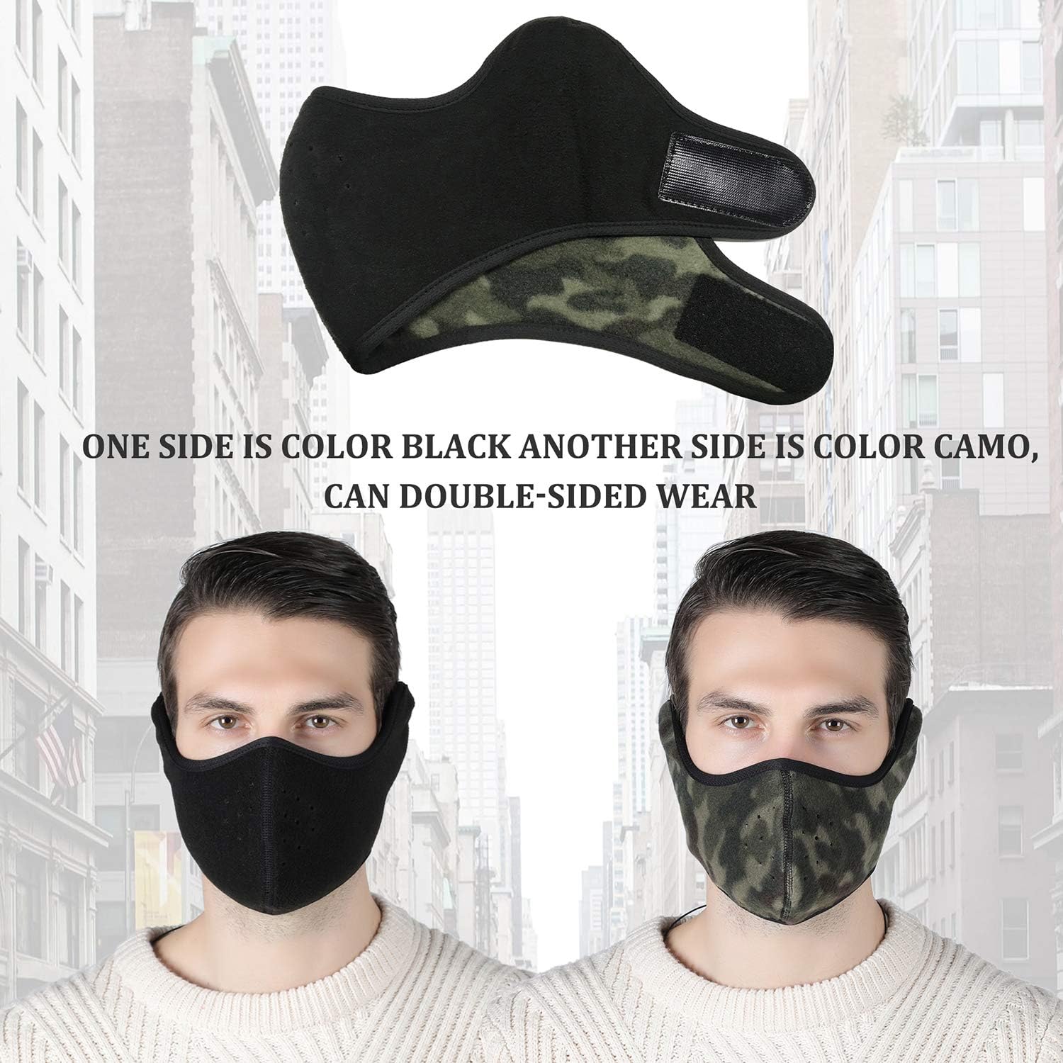 Your Choice Earflap Half Face Cover Cycling Outdoor Activity Black 2 Pack: Automotive