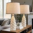 USumkky 23.75-inch Ceramic Table Lamps Set of 2 for Living Room, Bedside Lamp for Bedroom and Farmhouse Nightstands or End Tables