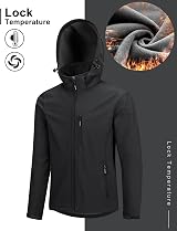 33,000ft Men’s Waterproof Softshell Jacket with Fleece Lining Black L view 4