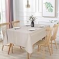 Vonabem 100% Waterproof Rectangle PVC Tablecloth, Vinyl Table Cloth Cover with Flannel Backing Oil Spill Proof Wipeable Table Cloths for Indoor Outdoor（Light Coffee，52X70IN）