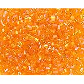 PPhtony Glass Bugle Tube Mini Seed Beads 1400Pcs/30g 2 * 3mm Small Craft Loose Spacer Beads for DIY Bracelets Necklace Earring Jewelry Making (Orange)