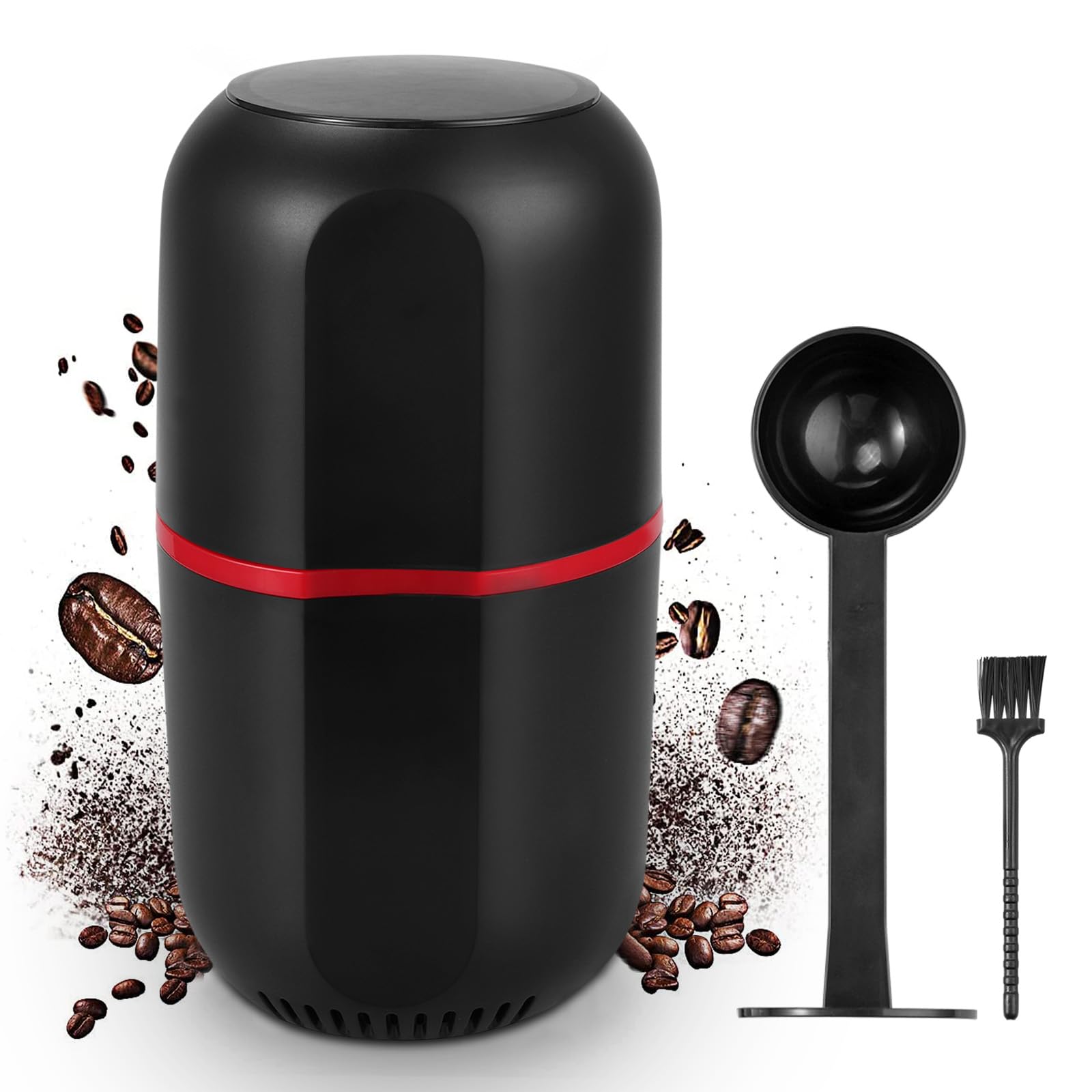 FUNYKICH Electric Coffee Bean Grinder, Spice Grinder with 2 in 1 Scoop & Tamper, Cleaning Brush, Fast Grinding for Coffee Beans, Spice, Nuts, Grains