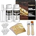 Yeardera Gold Leaf Kit, 100ml Gilding Adhesive and Varnish with 100 Gold Leaf Sheets for Arts, Crafts, Painting, Furniture, and Decoration