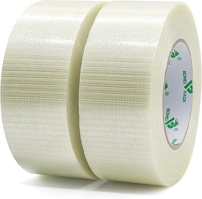 BOMEI PACK 2 Roll Filament Tape Crossweave 50mm x 50m Bi-Directional Fiberglass