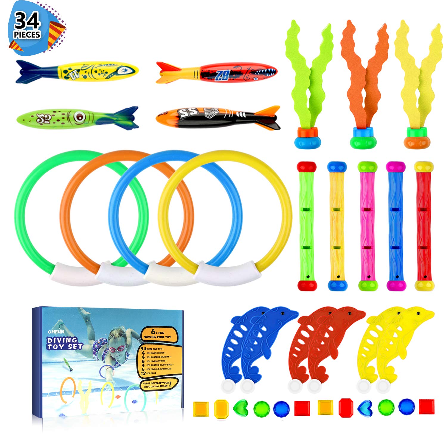 Dive Rings & Toys INTEX Underwater Swimming/Diving Pool Toy Rings 2 Pack Assorted Colors Pool