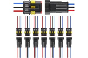 SHUTAO 8Pair 3Pin Connector Waterproof Electrical 3 Pin Plug Auto Electrical Wire Connectors Quick Disconnect Automotive Connectors Marine for Car, Truck, Boat Automotive Replacement Ignition Plug Connectors