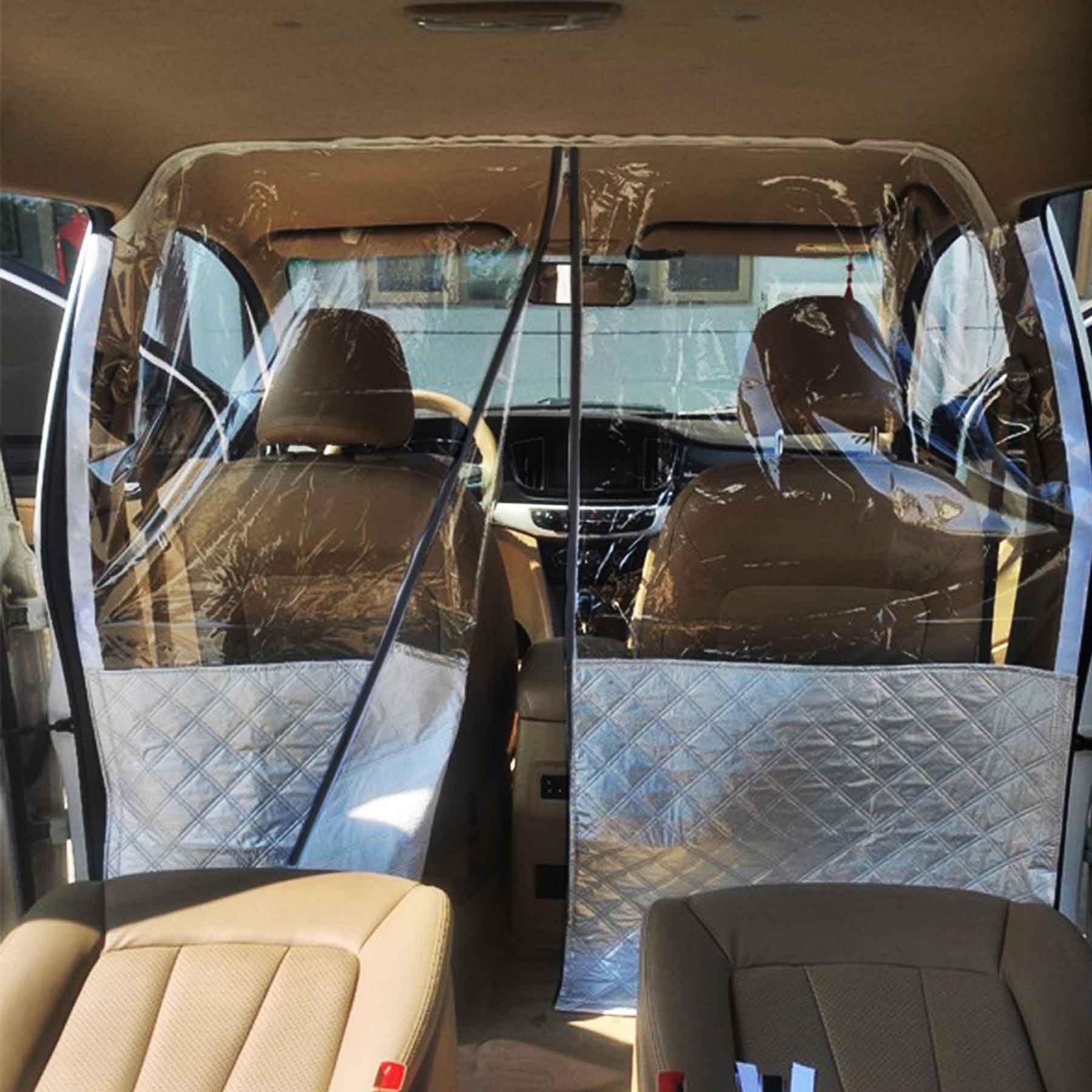 COBIVI 車内 仕切り 車用間仕切 車内パーテーション フィルム 透明 汎用 開閉自由 エアコン効率 防護スクリーン 飛沫防止 分煙 軽自動車 タクシー ミニバンなど用 (透明, 幅180×高さ170CM) の商品画像