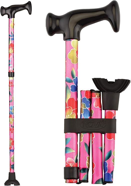 NOVA Folding Cane, Walking Cane with Quad Tip, Foldable