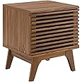 Modway Render Mid-Century Modern 19" Vinyl Record Display Stand in Walnut, 19 Inch