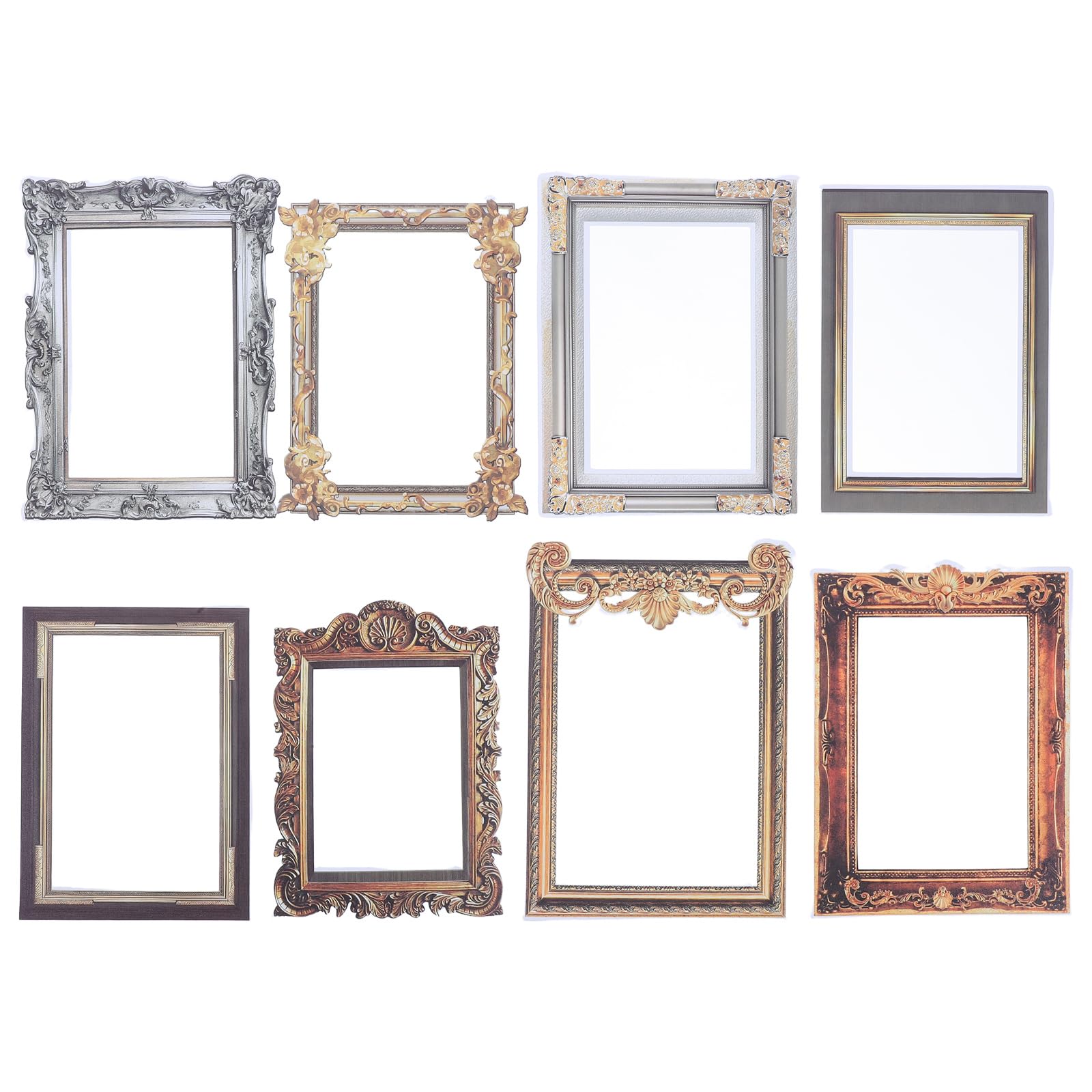 TOPBATHY Retro Photo Frame Wall Stickers Set 8 Pieces Removable Picture Frame Decals for Living Room Bedroom Minimalist Creative Wall Decoration