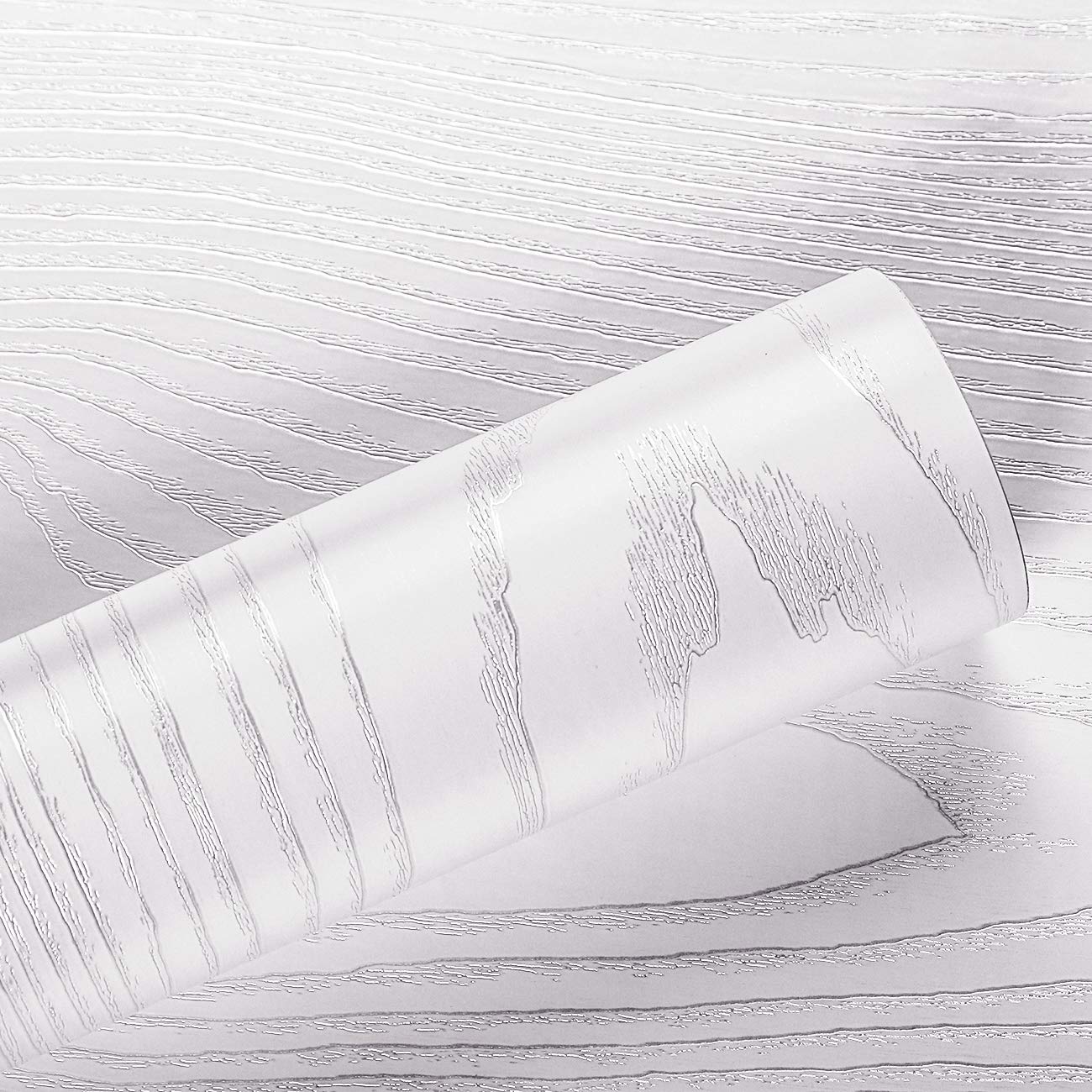 Livelynine Adhesive Film Furniture Film Wood Look Wood White PVC Cabinet Films Self-Adhesive Film Worktop Kitchen Wood Film for Furniture Table Cabinet Stairs Kitchen Worktop Flooring 40 cm x 2.05 m