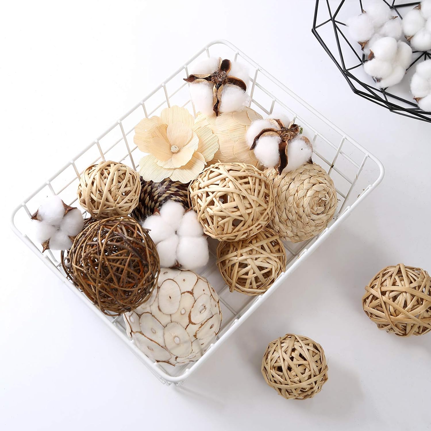 Ciroases Decorative Balls Assorted Spherical Rattan Twigs Wicker Balls Cotton for Bowl and Vase Filler Balls Spheres Orbs Filler Centerpiece Home Decor …: Home & Kitchen