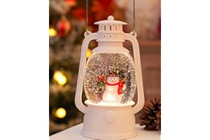 PEATOP Christmas Snow Globes Snowman Decor, Musical Glitter Globe Light Up 6H Timer Cardinal Mailbox Village Snowman Snow Globe Christmas Decorations