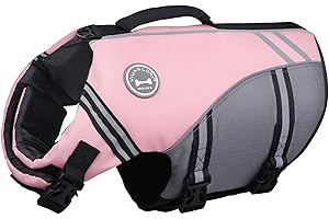 VIVAGLORY Sports Style Dog Life Jacket with Adjustable & Durable, Extra Flotation Swim Life Vest with Secure Fastening System for Small Dogs, Sakura Pink