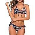 Swimsuits 2nd Amendment Vintage American Flag USA Second Bikini Set with Bra and Strappy Triangle Briefs for Women