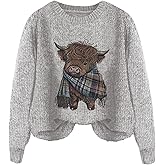 RoseSeek Women's Cute Graphic Sweater Crewneck Long Sleeve Pullover Sweaters Fall Jumper Top