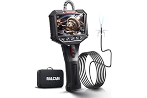 Ralcam Two-Way Articulating Borescope, 0.24in/6.2mm Inspection Endoscope Camera with Light HD 6.6FT Semi-Rigid Cable Video Snake Camera Scope for Automotive Aircraft Mechanics