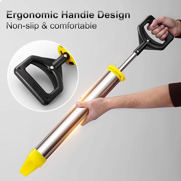 DUXINN STAINLESS STEEL CEMENT MORTAR GROUTING GUN, REUSABLE CAULK GUN GROUT GUN WITH 5 NOZZLES, CAULKING TOOLS PERFECT FOR GROUTING, SEALING, AND JOINT FILLING