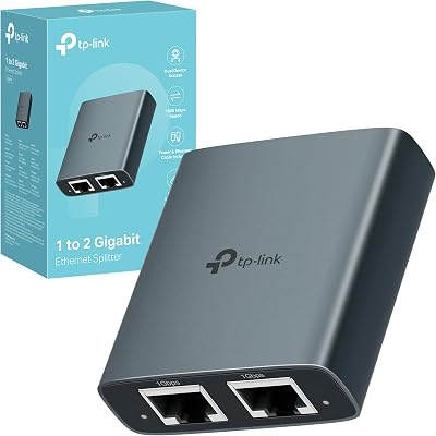 EH210 Sdoppiatore Ethernet Gigabit, Velocità Gigabit 1000 Mbps da 1 a 2, Compatibile con Cavi Ethernet di Cat 8/7/6/5e/5, Involucro in Leghe di Alluminio, Plug&Play