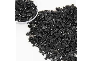Orientrea 1.1lb Natural Crushed Obsidian Crystal Tumbled Chips-Healing Crystals Chips Bulk, Crushed Crystal Gemstones for Crafts, Beautiful Package for Gift (Obsidian)