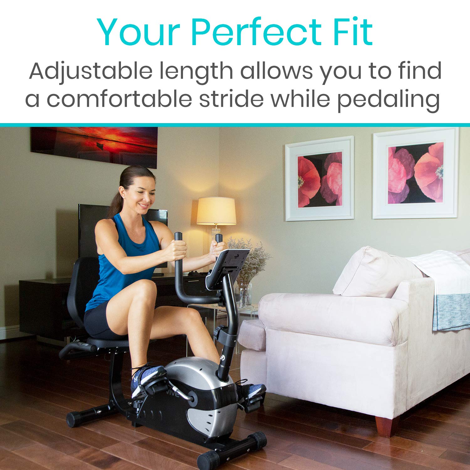 Vive Recumbent Exercise Bike - Stationary Recumbent Exercise Cycle Device for Seniors, Adults, Men and Women - Indoor Fitness Equipment - at Home Cycling, Adjustable Resistances, Digital Display