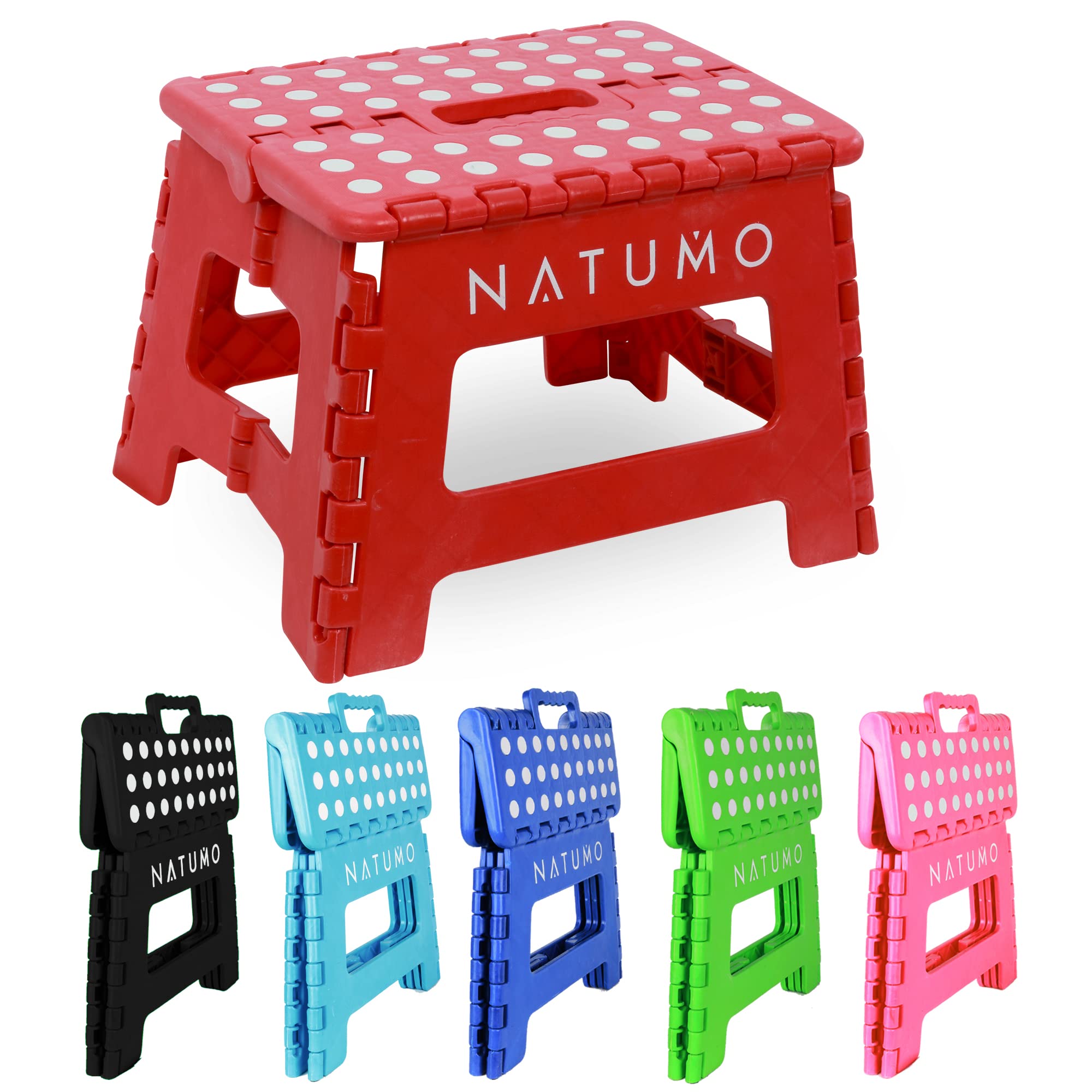 NATUMO® Folding Step Stool, Heavy Duty 150kg, 22cm (9 Inch) Height, Non-Slip, Lightweight – for Kids & Adults