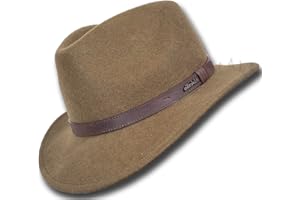 Oztrala】Australian Wool Felt HAT Outback Vintage Classic Fedora Men Leather Band Cowboy HW01 US