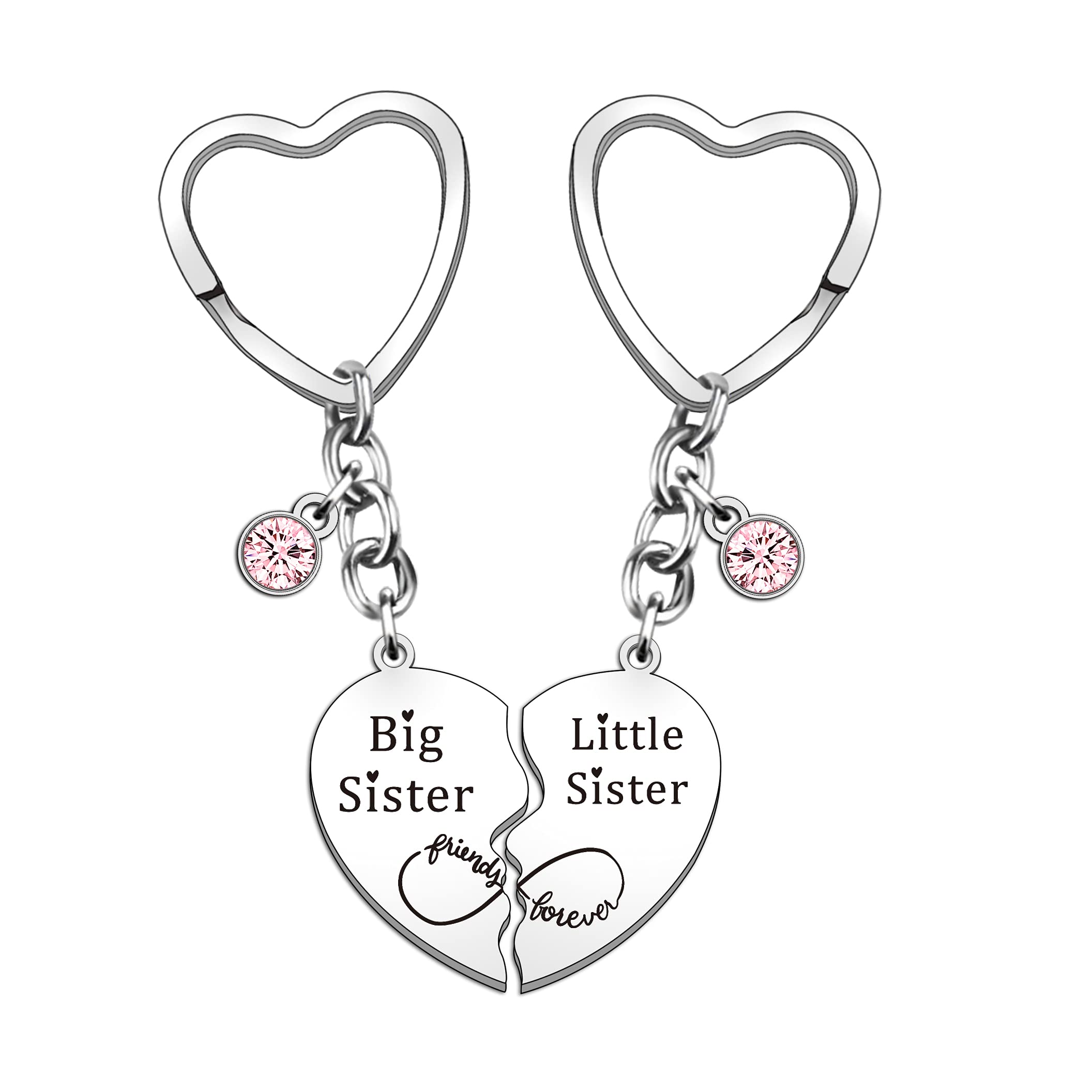 HULALA 2 PCS Big Sis Lil Sis Matching Sister Keyring Gifts For Sisters Birthday Christmas