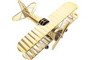 Alipis Vintage Metal Airplane Model Retro Iron Aircraft Glider Biplane Kids Air Plane Toys for Photo Props Office Bedroom Home Desktop Decoration Golden